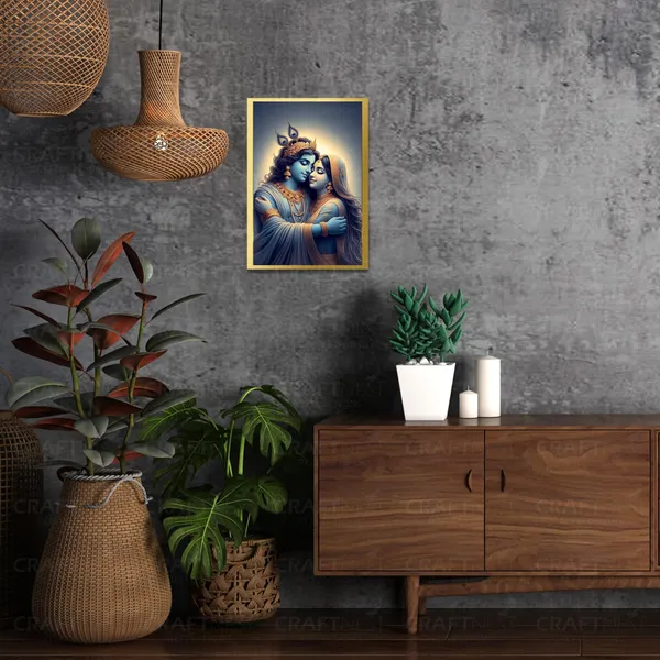 Craftnest_Reflections_Radha_Krishna_Religious_30X20_Cm_Wall_Frame,_Canvas_Printed_Golden_Framed_For_Home_Decor_Spiritual_Lord_For_Office,_Studio,_Bedroom,_Living_Room,_Design_8