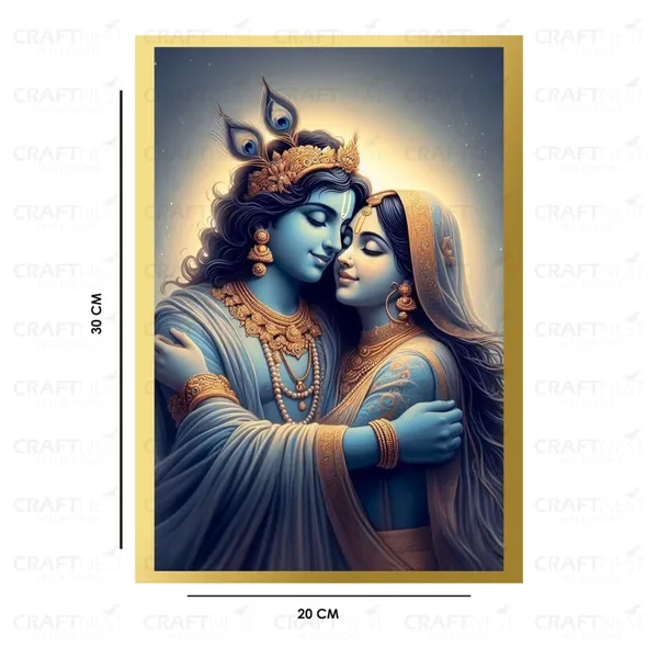 Craftnest_Reflections_Radha_Krishna_Religious_30X20_Cm_Wall_Frame,_Canvas_Printed_Golden_Framed_For_Home_Decor_Spiritual_Lord_For_Office,_Studio,_Bedroom,_Living_Room,_Design_8