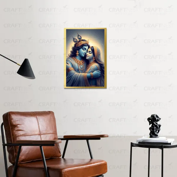 Craftnest_Reflections_Radha_Krishna_Religious_30X20_Cm_Wall_Frame,_Canvas_Printed_Golden_Framed_For_Home_Decor_Spiritual_Lord_For_Office,_Studio,_Bedroom,_Living_Room,_Design_8