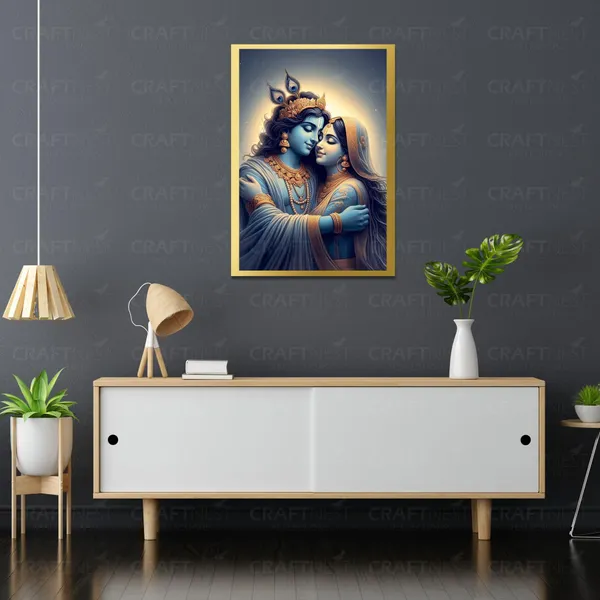 Craftnest_Reflections_Radha_Krishna_Religious_42X30_Cm_Wall_Frame,_Canvas_Printed_Golden_Framed_For_Home_Decor_Spiritual_Lord_For_Office,_Studio,_Bedroom,_Living_Room,_Design_9