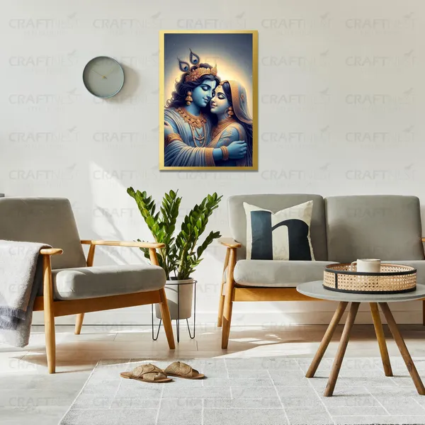 Craftnest_Reflections_Radha_Krishna_Religious_42X30_Cm_Wall_Frame,_Canvas_Printed_Golden_Framed_For_Home_Decor_Spiritual_Lord_For_Office,_Studio,_Bedroom,_Living_Room,_Design_9
