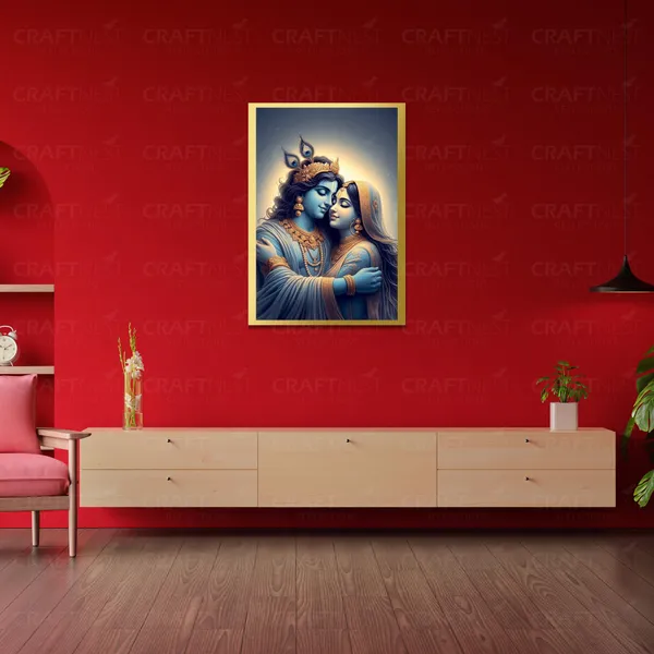 Craftnest_Reflections_Radha_Krishna_Religious_42X30_Cm_Wall_Frame,_Canvas_Printed_Golden_Framed_For_Home_Decor_Spiritual_Lord_For_Office,_Studio,_Bedroom,_Living_Room,_Design_9