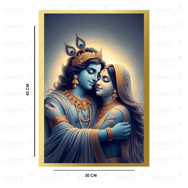 Craftnest_Reflections_Radha_Krishna_Religious_42X30_Cm_Wall_Frame,_Canvas_Printed_Golden_Framed_For_Home_Decor_Spiritual_Lord_For_Office,_Studio,_Bedroom,_Living_Room,_Design_9