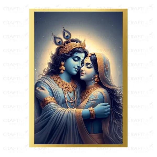 Craftnest_Reflections_Radha_Krishna_Religious_42X30_Cm_Wall_Frame,_Canvas_Printed_Golden_Framed_For_Home_Decor_Spiritual_Lord_For_Office,_Studio,_Bedroom,_Living_Room,_Design_9