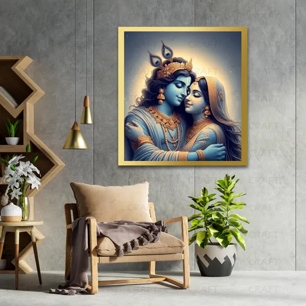 Craftnest_Reflections_Radha_Krishna_Religious_60X50_Cm_Wall_Frame,_Canvas_Printed_Golden_Framed_For_Home_Decor_Spiritual_Lord_For_Office,_Studio,_Bedroom,_Living_Room,_Design_9