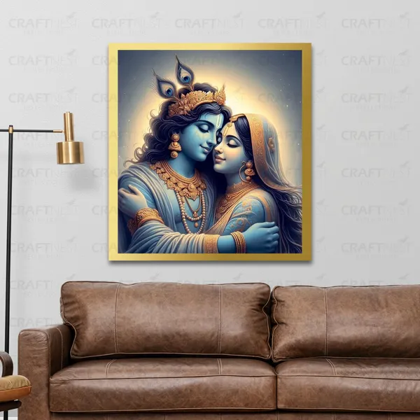 Craftnest_Reflections_Radha_Krishna_Religious_60X50_Cm_Wall_Frame,_Canvas_Printed_Golden_Framed_For_Home_Decor_Spiritual_Lord_For_Office,_Studio,_Bedroom,_Living_Room,_Design_9