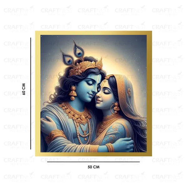 Craftnest_Reflections_Radha_Krishna_Religious_60X50_Cm_Wall_Frame,_Canvas_Printed_Golden_Framed_For_Home_Decor_Spiritual_Lord_For_Office,_Studio,_Bedroom,_Living_Room,_Design_9