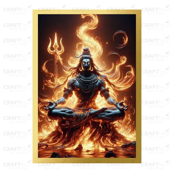 Craftnest_Reflections_Lord_Shiva_Religious_91X60_Cm_Wall_Frame,_Canvas_Printed_Golden_Framed_For_Home_Decor_Spiritual_Lord_For_Office,_Studio,_Bedroom,_Living_Room,_Design_1