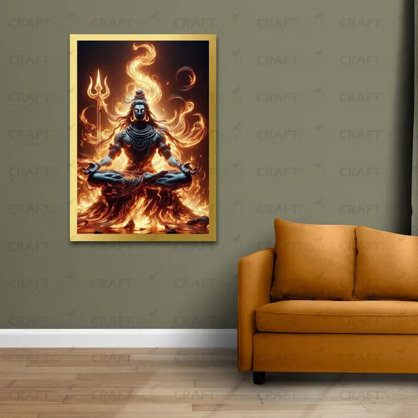 Craftnest_Reflections_Lord_Shiva_Religious_91X60_Cm_Wall_Frame,_Canvas_Printed_Golden_Framed_For_Home_Decor_Spiritual_Lord_For_Office,_Studio,_Bedroom,_Living_Room,_Design_1