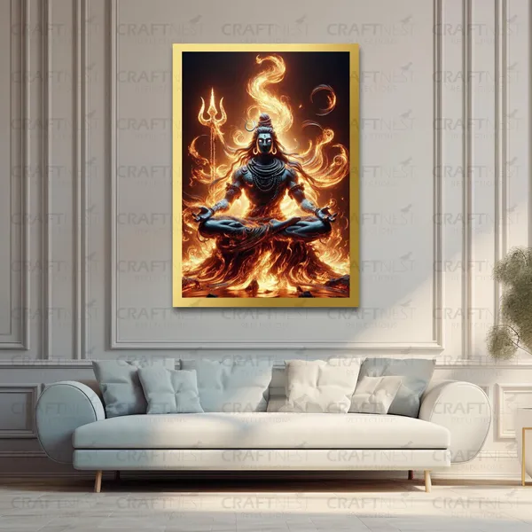 Craftnest_Reflections_Lord_Shiva_Religious_91X60_Cm_Wall_Frame,_Canvas_Printed_Golden_Framed_For_Home_Decor_Spiritual_Lord_For_Office,_Studio,_Bedroom,_Living_Room,_Design_1