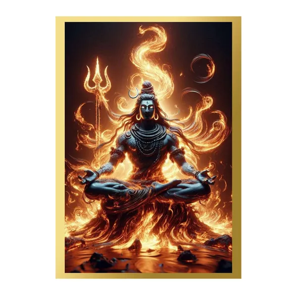 Craftnest_Reflections_Lord_Shiva_Religious_30X20_Cm_Wall_Frame,_Canvas_Printed_Golden_Framed_For_Home_Decor_Spiritual_Lord_For_Office,_Studio,_Bedroom,_Living_Room,_Design_1