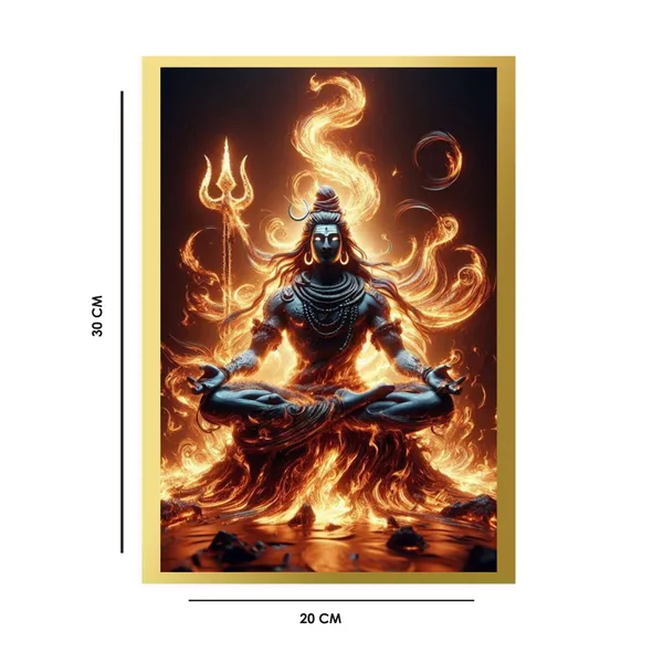 Craftnest_Reflections_Lord_Shiva_Religious_30X20_Cm_Wall_Frame,_Canvas_Printed_Golden_Framed_For_Home_Decor_Spiritual_Lord_For_Office,_Studio,_Bedroom,_Living_Room,_Design_1