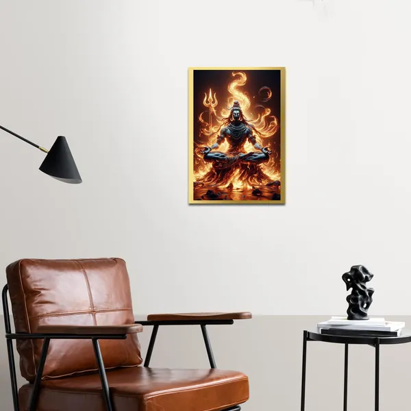 Craftnest_Reflections_Lord_Shiva_Religious_30X20_Cm_Wall_Frame,_Canvas_Printed_Golden_Framed_For_Home_Decor_Spiritual_Lord_For_Office,_Studio,_Bedroom,_Living_Room,_Design_1