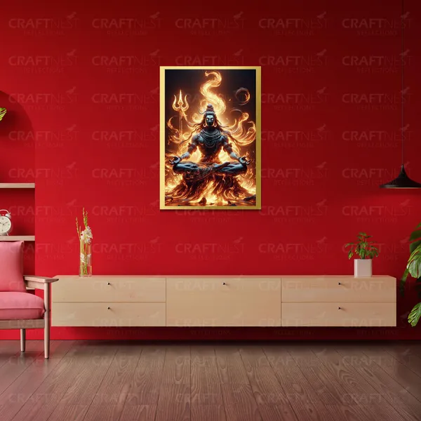 Craftnest_Reflections_Lord_Shiva_Religious_42X30_Cm_Wall_Frame,_Canvas_Printed_Golden_Framed_For_Home_Decor_Spiritual_Lord_For_Office,_Studio,_Bedroom,_Living_Room,_Design_1