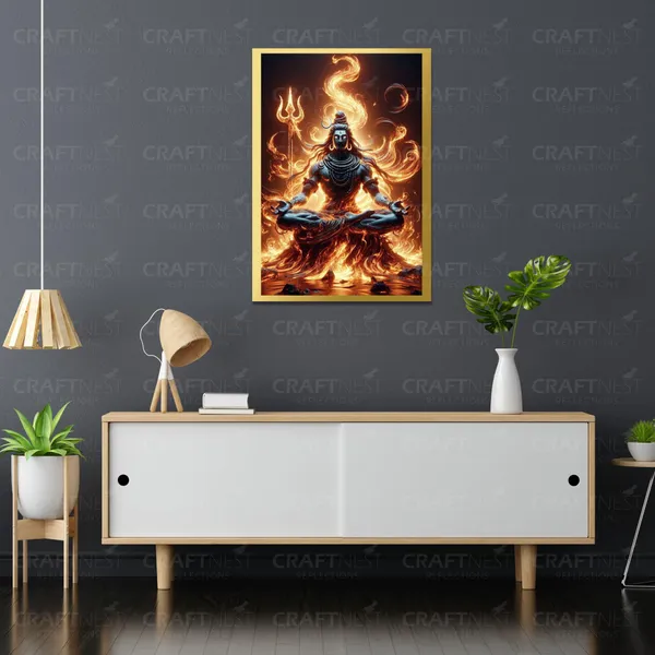 Craftnest_Reflections_Lord_Shiva_Religious_42X30_Cm_Wall_Frame,_Canvas_Printed_Golden_Framed_For_Home_Decor_Spiritual_Lord_For_Office,_Studio,_Bedroom,_Living_Room,_Design_1