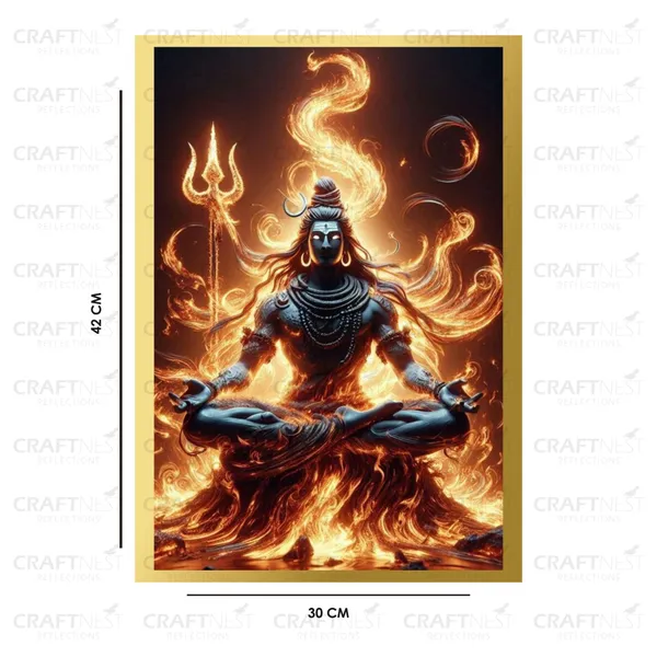 Craftnest_Reflections_Lord_Shiva_Religious_42X30_Cm_Wall_Frame,_Canvas_Printed_Golden_Framed_For_Home_Decor_Spiritual_Lord_For_Office,_Studio,_Bedroom,_Living_Room,_Design_1