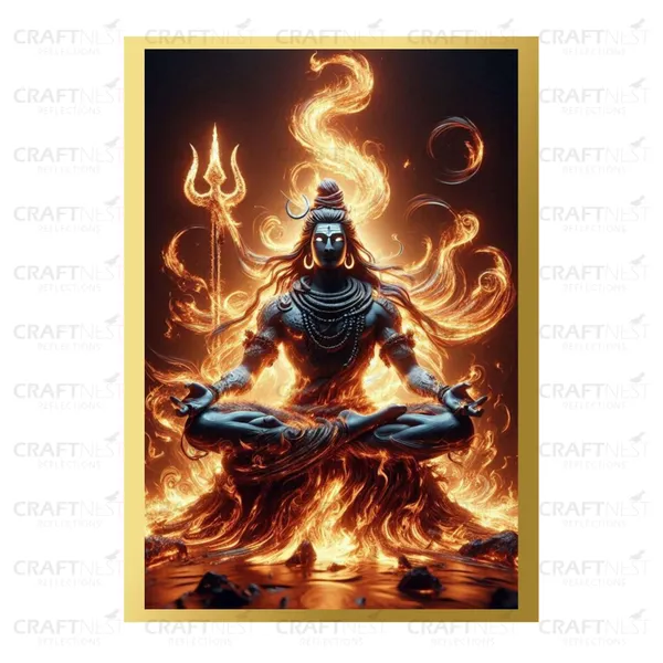 Craftnest_Reflections_Lord_Shiva_Religious_42X30_Cm_Wall_Frame,_Canvas_Printed_Golden_Framed_For_Home_Decor_Spiritual_Lord_For_Office,_Studio,_Bedroom,_Living_Room,_Design_1