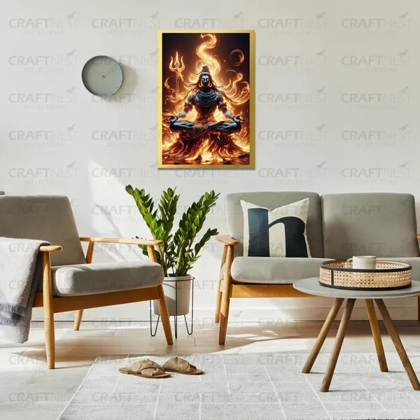 Craftnest_Reflections_Lord_Shiva_Religious_42X30_Cm_Wall_Frame,_Canvas_Printed_Golden_Framed_For_Home_Decor_Spiritual_Lord_For_Office,_Studio,_Bedroom,_Living_Room,_Design_1