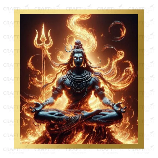 Craftnest_Reflections_Lord_Shiva_Religious_60X50_Cm_Wall_Frame,_Canvas_Printed_Golden_Framed_For_Home_Decor_Spiritual_Lord_For_Office,_Studio,_Bedroom,_Living_Room,_Design_1