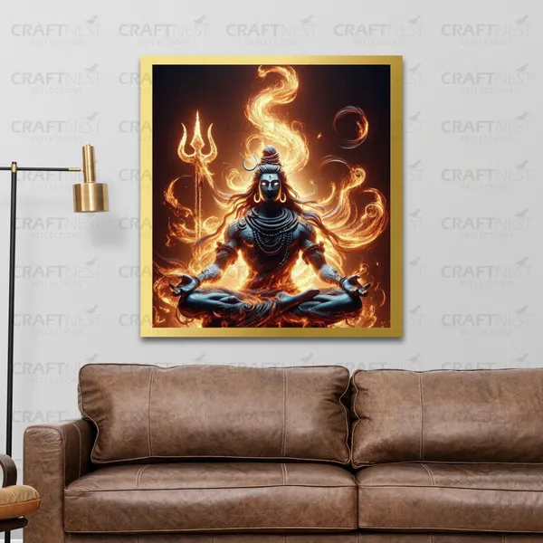 Craftnest_Reflections_Lord_Shiva_Religious_60X50_Cm_Wall_Frame,_Canvas_Printed_Golden_Framed_For_Home_Decor_Spiritual_Lord_For_Office,_Studio,_Bedroom,_Living_Room,_Design_1