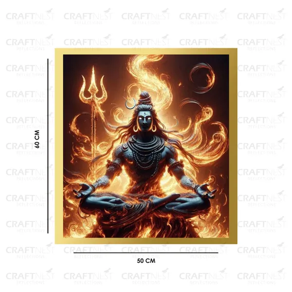 Craftnest_Reflections_Lord_Shiva_Religious_60X50_Cm_Wall_Frame,_Canvas_Printed_Golden_Framed_For_Home_Decor_Spiritual_Lord_For_Office,_Studio,_Bedroom,_Living_Room,_Design_1