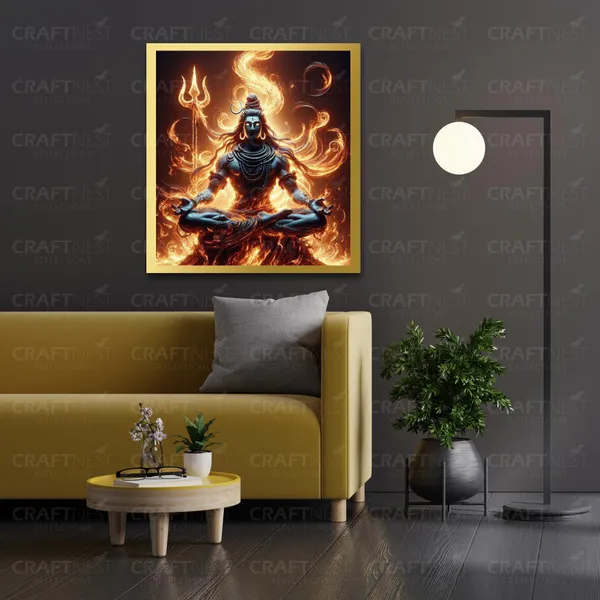Craftnest_Reflections_Lord_Shiva_Religious_60X50_Cm_Wall_Frame,_Canvas_Printed_Golden_Framed_For_Home_Decor_Spiritual_Lord_For_Office,_Studio,_Bedroom,_Living_Room,_Design_1