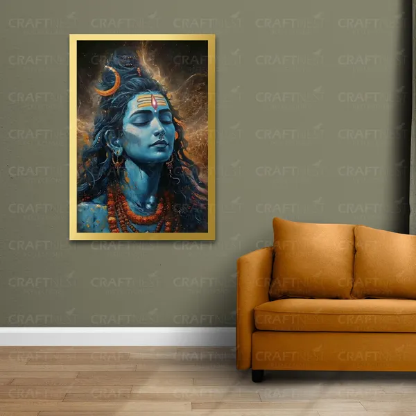 Craftnest_Reflections_Lord_Shiva_Religious_91X60_Cm_Wall_Frame,_Canvas_Printed_Golden_Framed_For_Home_Decor_Spiritual_Lord_For_Office,_Studio,_Bedroom,_Living_Room,_Design_2