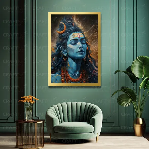 Craftnest_Reflections_Lord_Shiva_Religious_91X60_Cm_Wall_Frame,_Canvas_Printed_Golden_Framed_For_Home_Decor_Spiritual_Lord_For_Office,_Studio,_Bedroom,_Living_Room,_Design_2