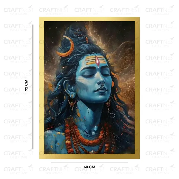 Craftnest_Reflections_Lord_Shiva_Religious_91X60_Cm_Wall_Frame,_Canvas_Printed_Golden_Framed_For_Home_Decor_Spiritual_Lord_For_Office,_Studio,_Bedroom,_Living_Room,_Design_2