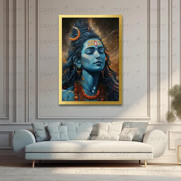 Craftnest_Reflections_Lord_Shiva_Religious_91X60_Cm_Wall_Frame,_Canvas_Printed_Golden_Framed_For_Home_Decor_Spiritual_Lord_For_Office,_Studio,_Bedroom,_Living_Room,_Design_2