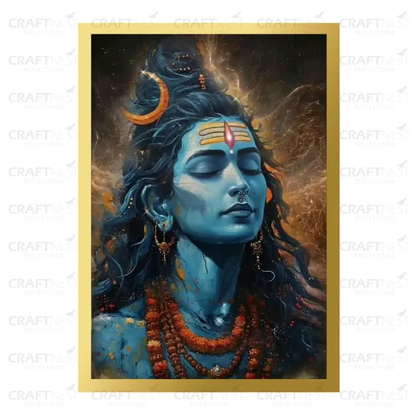 Craftnest_Reflections_Lord_Shiva_Religious_91X60_Cm_Wall_Frame,_Canvas_Printed_Golden_Framed_For_Home_Decor_Spiritual_Lord_For_Office,_Studio,_Bedroom,_Living_Room,_Design_2