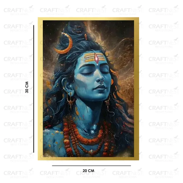 Craftnest_Reflections_Lord_Shiva_Religious_30X20_Cm_Wall_Frame,_Canvas_Printed_Golden_Framed_For_Home_Decor_Spiritual_Lord_For_Office,_Studio,_Bedroom,_Living_Room,_Design_2
