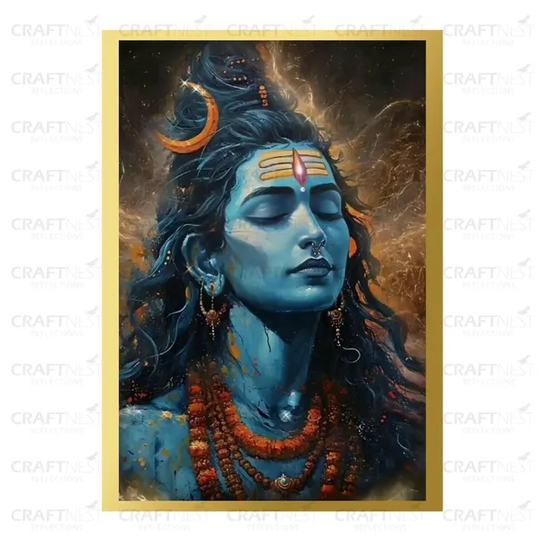 Craftnest_Reflections_Lord_Shiva_Religious_30X20_Cm_Wall_Frame,_Canvas_Printed_Golden_Framed_For_Home_Decor_Spiritual_Lord_For_Office,_Studio,_Bedroom,_Living_Room,_Design_2