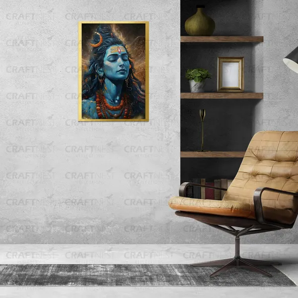 Craftnest_Reflections_Lord_Shiva_Religious_30X20_Cm_Wall_Frame,_Canvas_Printed_Golden_Framed_For_Home_Decor_Spiritual_Lord_For_Office,_Studio,_Bedroom,_Living_Room,_Design_2