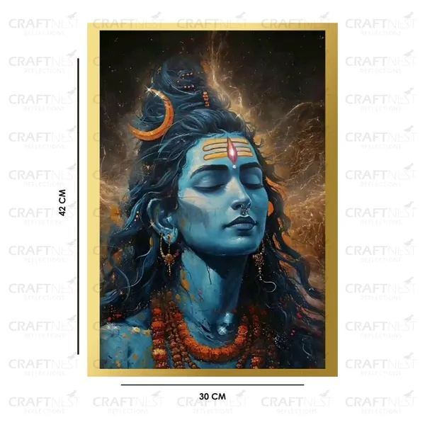 Craftnest_Reflections_Lord_Shiva_Religious_42X30_Cm_Wall_Frame,_Canvas_Printed_Golden_Framed_For_Home_Decor_Spiritual_Lord_For_Office,_Studio,_Bedroom,_Living_Room,_Design_2