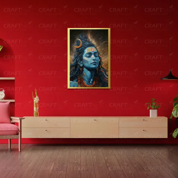 Craftnest_Reflections_Lord_Shiva_Religious_42X30_Cm_Wall_Frame,_Canvas_Printed_Golden_Framed_For_Home_Decor_Spiritual_Lord_For_Office,_Studio,_Bedroom,_Living_Room,_Design_2
