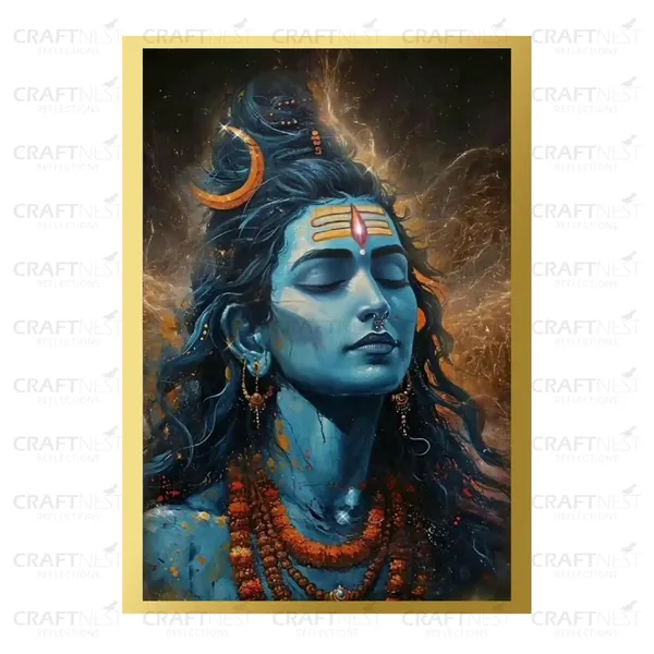 Craftnest_Reflections_Lord_Shiva_Religious_42X30_Cm_Wall_Frame,_Canvas_Printed_Golden_Framed_For_Home_Decor_Spiritual_Lord_For_Office,_Studio,_Bedroom,_Living_Room,_Design_2