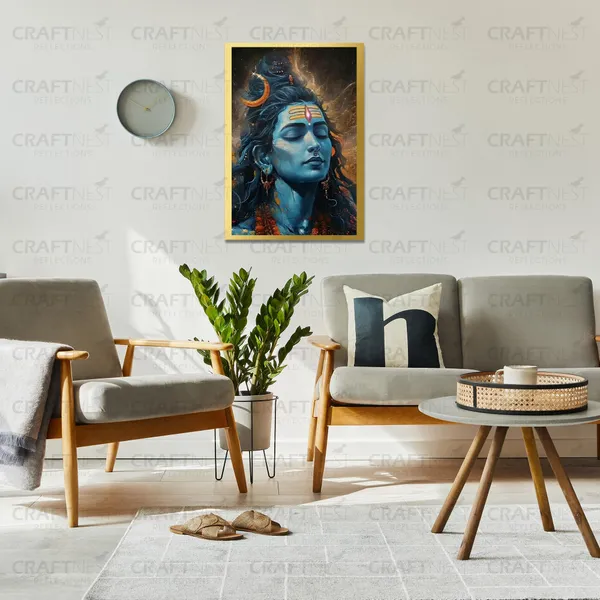 Craftnest_Reflections_Lord_Shiva_Religious_42X30_Cm_Wall_Frame,_Canvas_Printed_Golden_Framed_For_Home_Decor_Spiritual_Lord_For_Office,_Studio,_Bedroom,_Living_Room,_Design_2