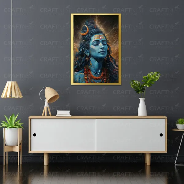 Craftnest_Reflections_Lord_Shiva_Religious_42X30_Cm_Wall_Frame,_Canvas_Printed_Golden_Framed_For_Home_Decor_Spiritual_Lord_For_Office,_Studio,_Bedroom,_Living_Room,_Design_2