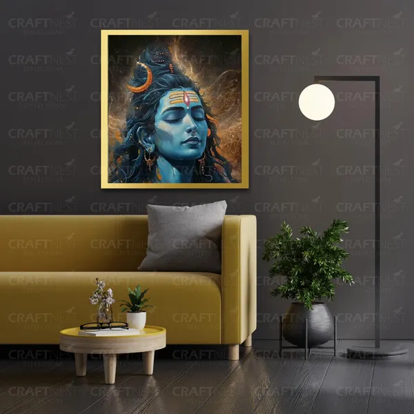 Craftnest_Reflections_Lord_Shiva_Religious_60X50_Cm_Wall_Frame,_Canvas_Printed_Golden_Framed_For_Home_Decor_Spiritual_Lord_For_Office,_Studio,_Bedroom,_Living_Room,_Design_2