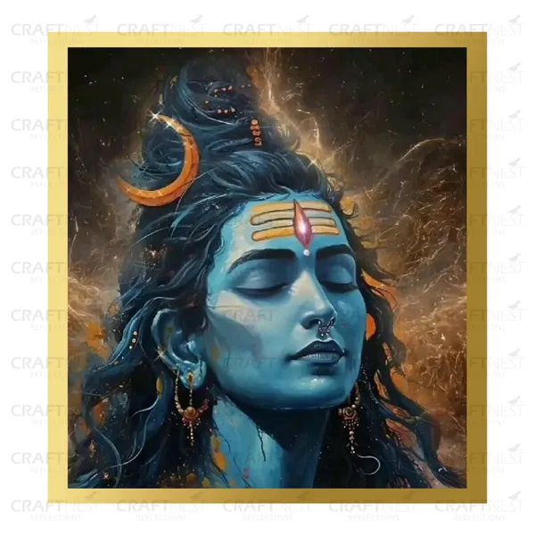 Craftnest_Reflections_Lord_Shiva_Religious_60X50_Cm_Wall_Frame,_Canvas_Printed_Golden_Framed_For_Home_Decor_Spiritual_Lord_For_Office,_Studio,_Bedroom,_Living_Room,_Design_2