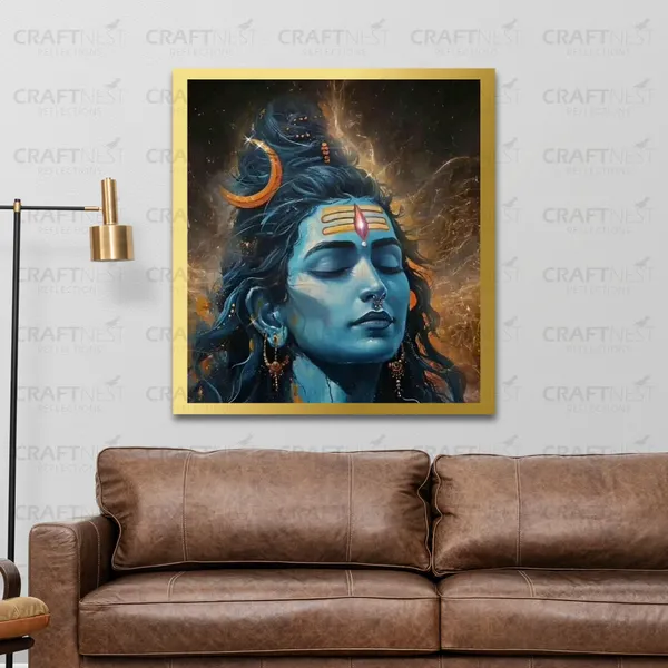 Craftnest_Reflections_Lord_Shiva_Religious_60X50_Cm_Wall_Frame,_Canvas_Printed_Golden_Framed_For_Home_Decor_Spiritual_Lord_For_Office,_Studio,_Bedroom,_Living_Room,_Design_2