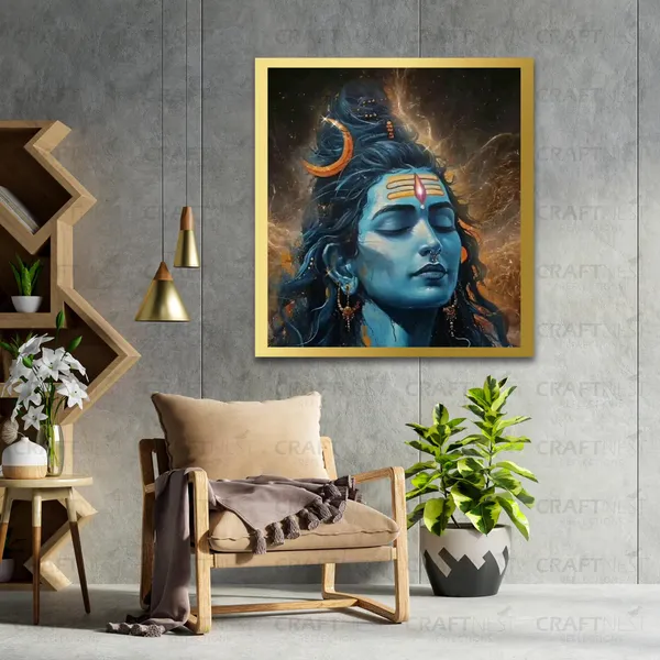 Craftnest_Reflections_Lord_Shiva_Religious_60X50_Cm_Wall_Frame,_Canvas_Printed_Golden_Framed_For_Home_Decor_Spiritual_Lord_For_Office,_Studio,_Bedroom,_Living_Room,_Design_2
