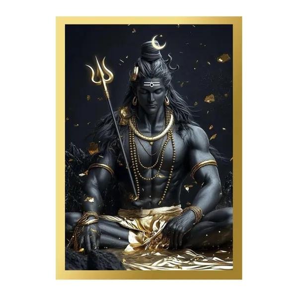 Craftnest_Reflections_Lord_Shiva_Religious_91X60_Cm_Wall_Frame,_Canvas_Printed_Golden_Framed_For_Home_Decor_Spiritual_Lord_For_Office,_Studio,_Bedroom,_Living_Room,_Design_3