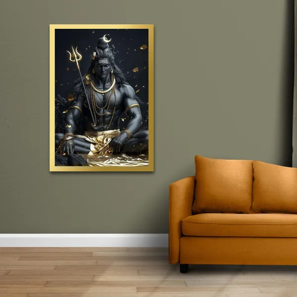 Craftnest_Reflections_Lord_Shiva_Religious_91X60_Cm_Wall_Frame,_Canvas_Printed_Golden_Framed_For_Home_Decor_Spiritual_Lord_For_Office,_Studio,_Bedroom,_Living_Room,_Design_3