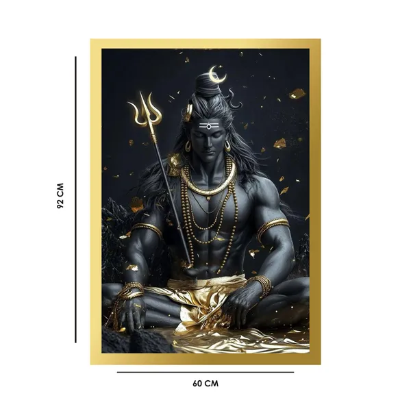 Craftnest_Reflections_Lord_Shiva_Religious_91X60_Cm_Wall_Frame,_Canvas_Printed_Golden_Framed_For_Home_Decor_Spiritual_Lord_For_Office,_Studio,_Bedroom,_Living_Room,_Design_3