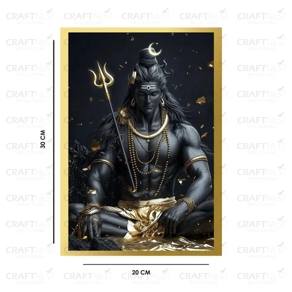Craftnest_Reflections_Lord_Shiva_Religious_30X20_Cm_Wall_Frame,_Canvas_Printed_Golden_Framed_For_Home_Decor_Spiritual_Lord_For_Office,_Studio,_Bedroom,_Living_Room,_Design_3
