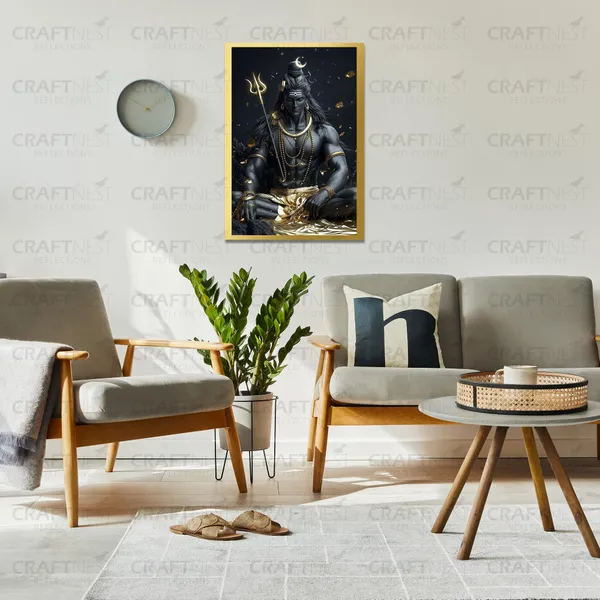 Craftnest_Reflections_Lord_Shiva_Religious_42X30_Cm_Wall_Frame,_Canvas_Printed_Golden_Framed_For_Home_Decor_Spiritual_Lord_For_Office,_Studio,_Bedroom,_Living_Room,_Design_3
