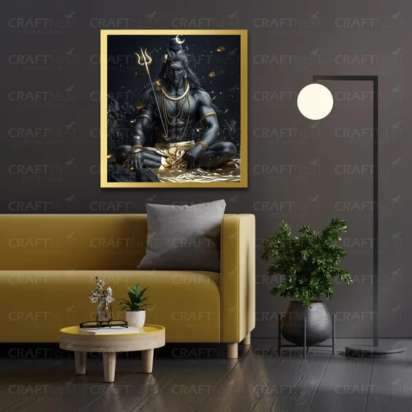 Craftnest_Reflections_Lord_Shiva_Religious_60X50_Cm_Wall_Frame,_Canvas_Printed_Golden_Framed_For_Home_Decor_Spiritual_Lord_For_Office,_Studio,_Bedroom,_Living_Room,_Design_3