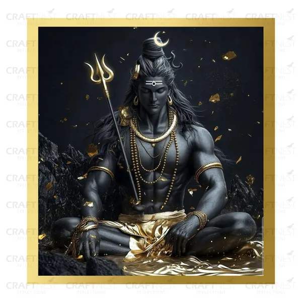 Craftnest_Reflections_Lord_Shiva_Religious_60X50_Cm_Wall_Frame,_Canvas_Printed_Golden_Framed_For_Home_Decor_Spiritual_Lord_For_Office,_Studio,_Bedroom,_Living_Room,_Design_3